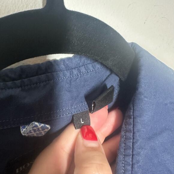 Boss Hugo Boss Men's Navy Blue Long Sleeve Button Down Shirt Size Large - Picture 5 of 8